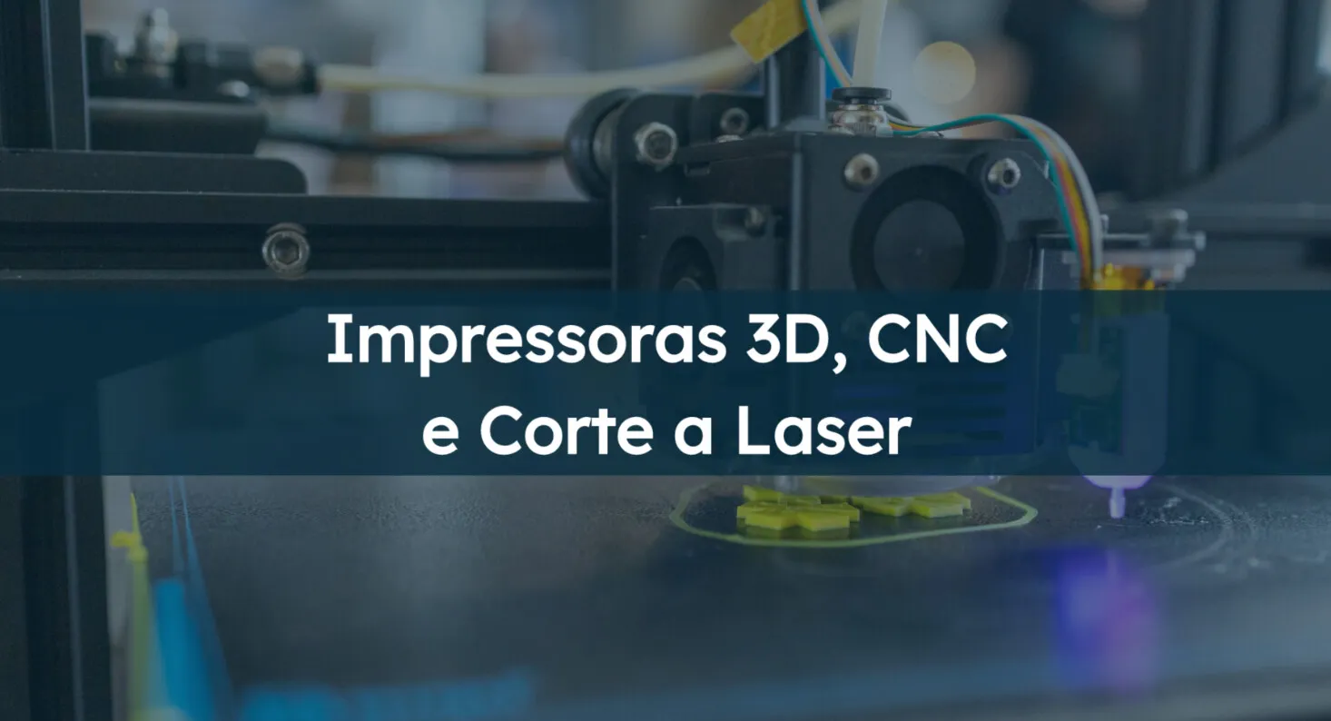 Impressoras 3D, CNC e Corte a Laser: bico de uma impressora 3D imprimindo peças amarelas