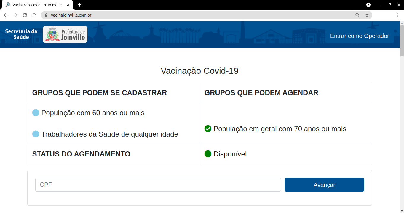 print da pagina inicial do site agenda saúde